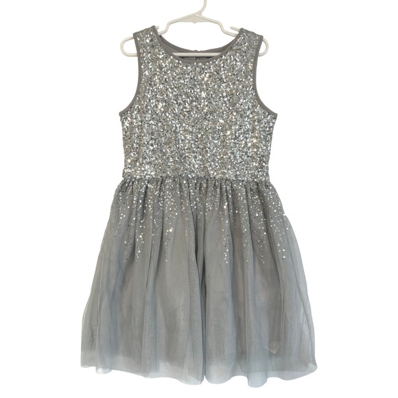 Gap Kids Other - Gap Kids Girls Silver Sequin Tulle Party Dress Grey Size M 8 Holiday Sparkle‎